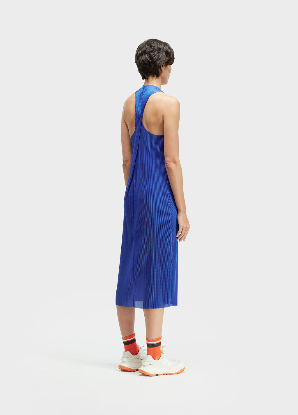 VESTIDO MIDI PLISSE TORCIDO AZUL SEA