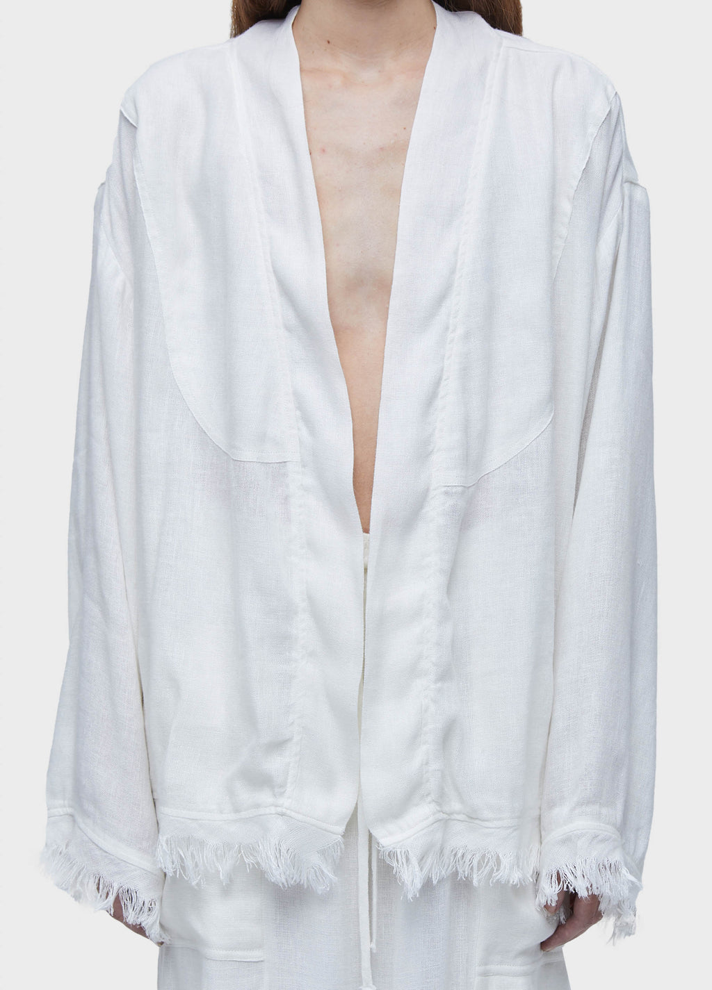 KIMONO CURTO LINHO RECICLADO OFF-WHITE