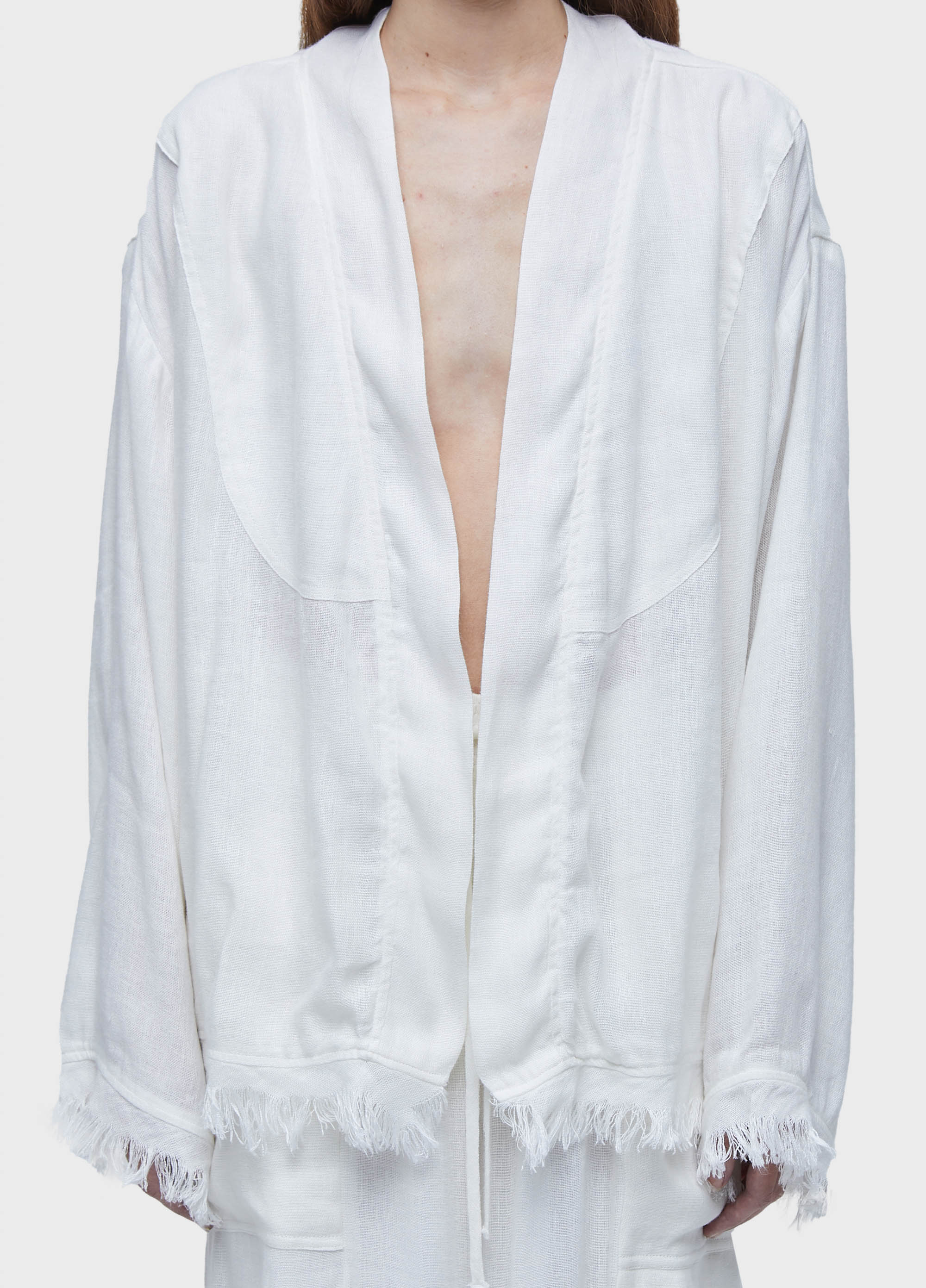 KIMONO CURTO LINHO RECICLADO OFF-WHITE